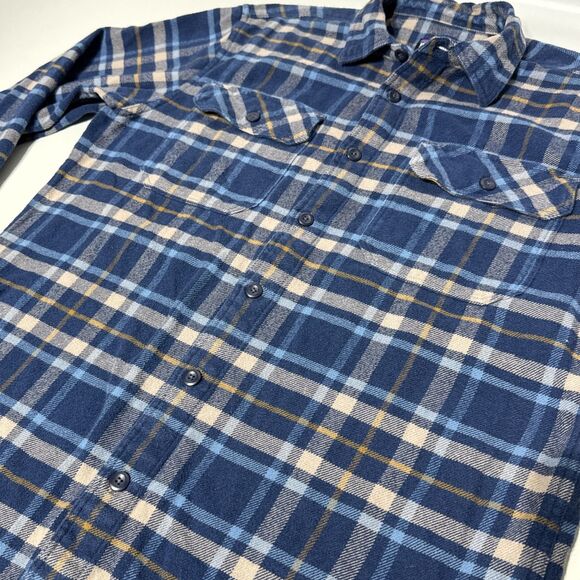 PATAGONIA Organic Cotton Flannel Long Sleeve Shirt Blue Plaid Men’s Size M (A3) - Picture 5 of 12